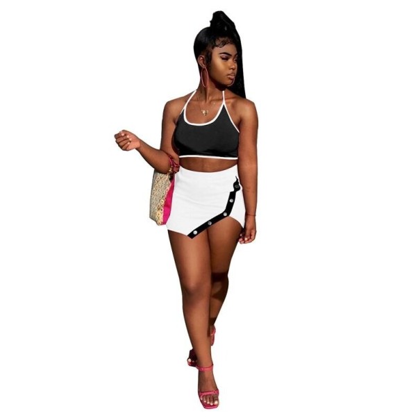 Crop top och kjol för kvinnor B1073 svart S