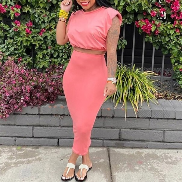 Crop top och kjol för kvinnor B1104 rosa XL