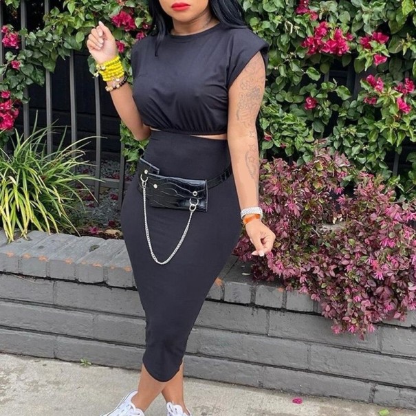 Crop top och kjol för kvinnor B1104 svart L