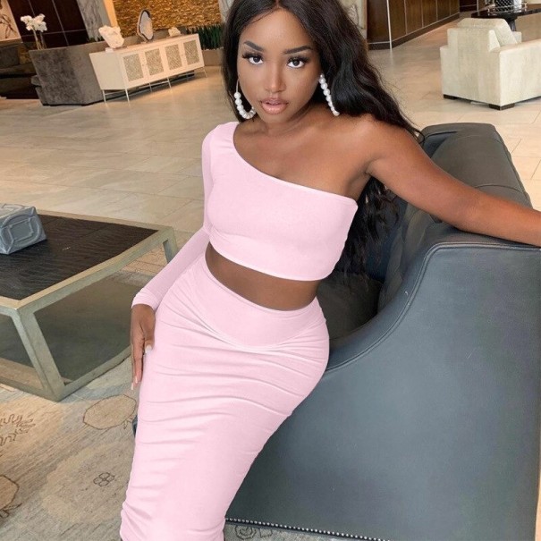 Crop top och kjol för kvinnor B905 rosa M