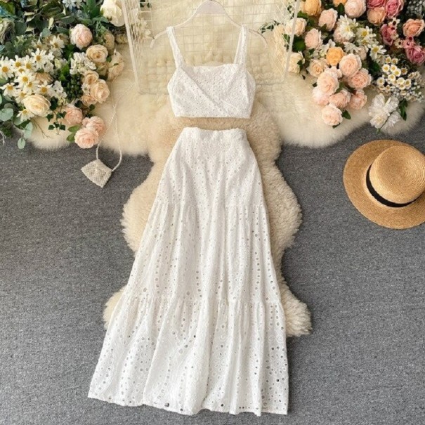 Crop top och kjol för kvinnor B988 vit L