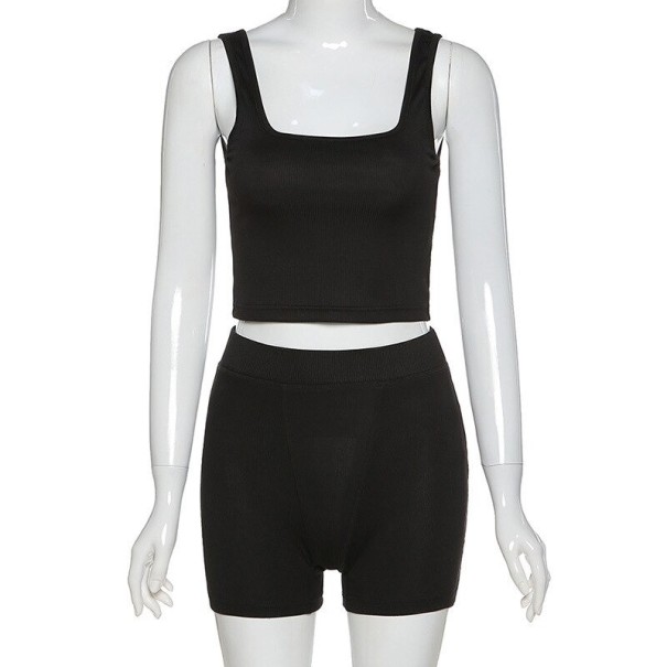 Crop top och shorts för kvinnor B957 svart XS