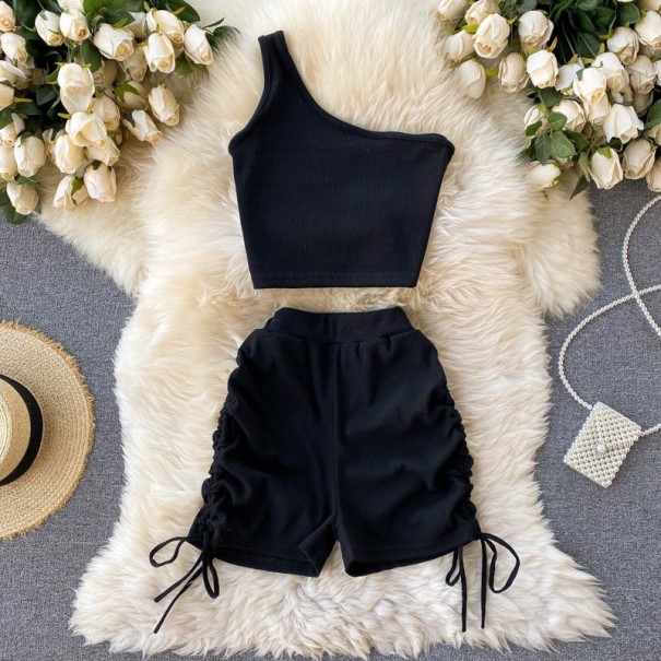 Crop top och shorts för kvinnor B964 svart