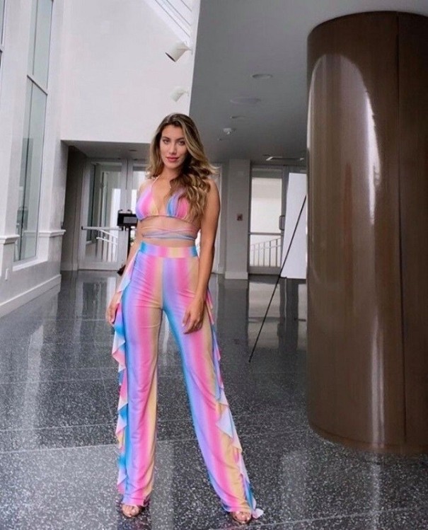 Crop top și pantaloni de plajă de damă P443 M 5