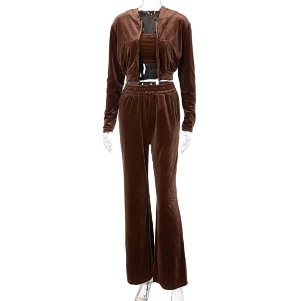 Crop top, sudadera y pantalón de mujer marrón S