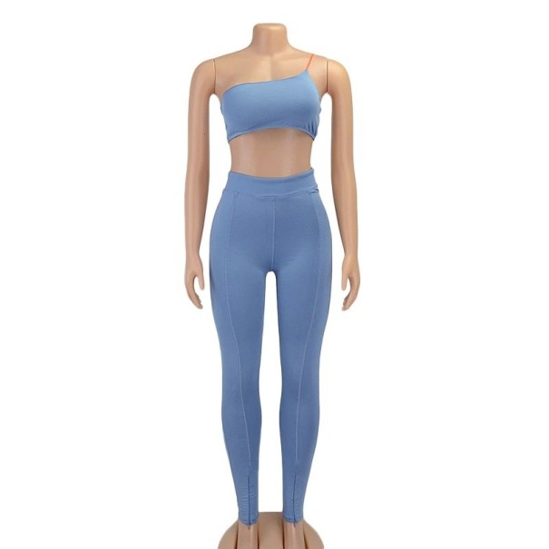 Crop-Top und Hose für Damen B1063 hellblau M