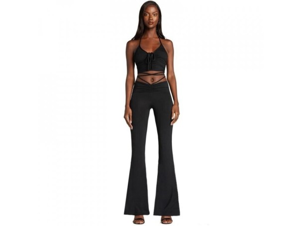 Crop-Top und Hose für Damen B891 schwarz M