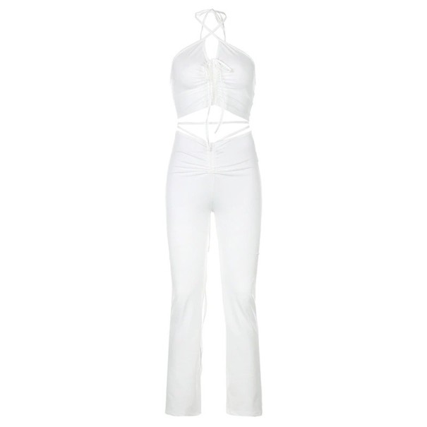 Crop-Top und Hose für Damen B891 weiß XS