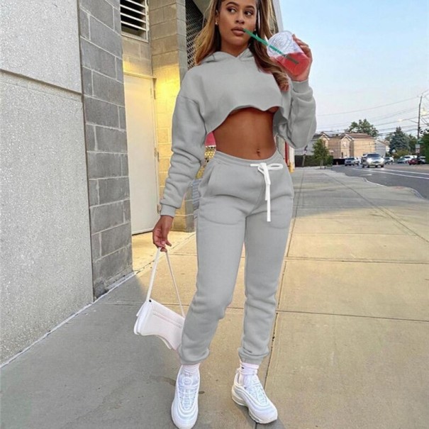 Crop-Top und Jogginghose für Damen B1135 grau S