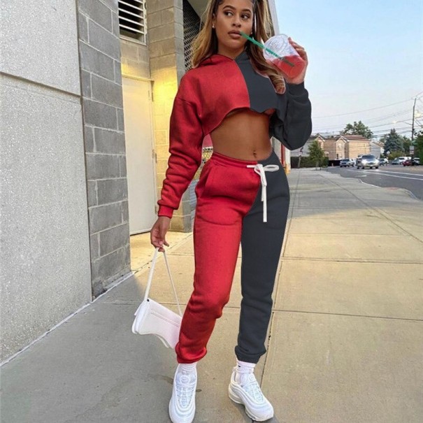 Crop-Top und Jogginghose für Damen B1137 rot XL