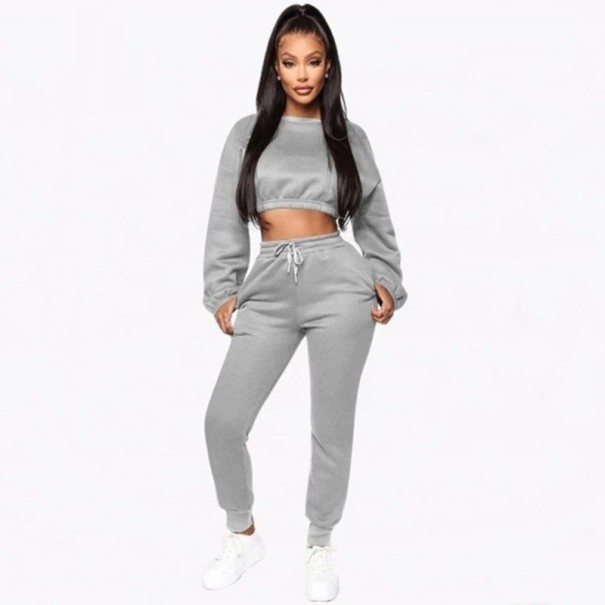 Crop-Top und Jogginghose für Damen B1257 grau S