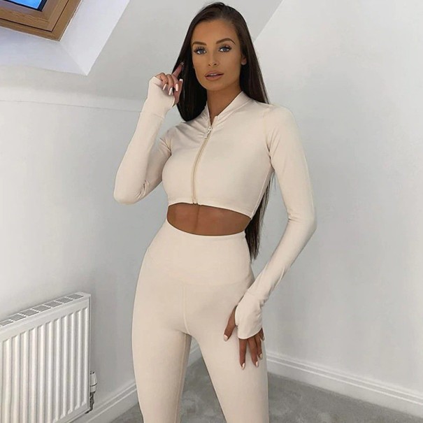 Crop-Top und Leggings für Damen B882 creme XS
