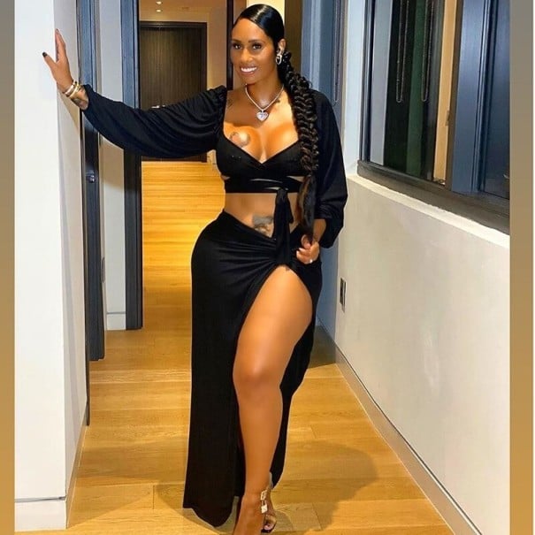 Crop-Top und Rock für Damen B1044 schwarz L