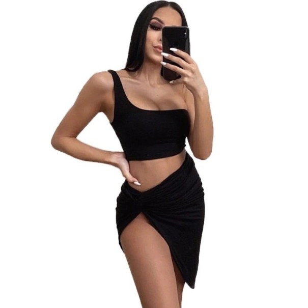 Crop-Top und Rock für Damen B1146 schwarz M