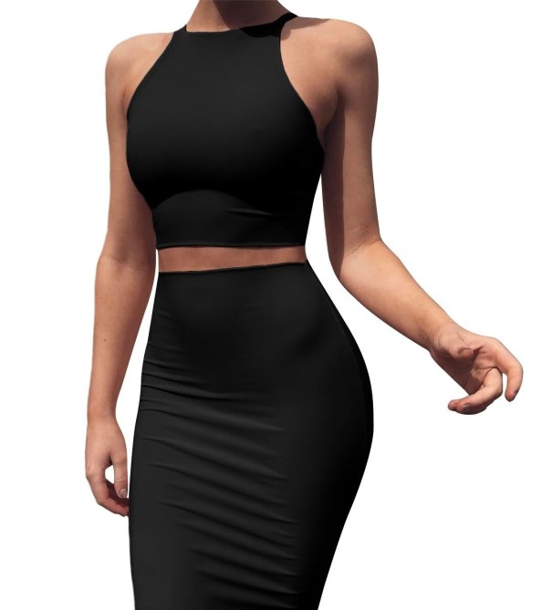 Crop-Top und Rock für Damen B1199 schwarz S