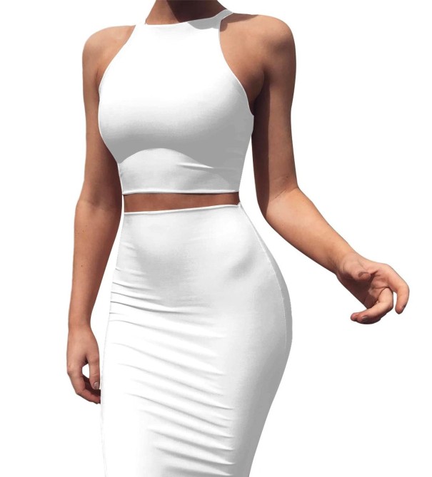 Crop-Top und Rock für Damen B1199 weiß XS