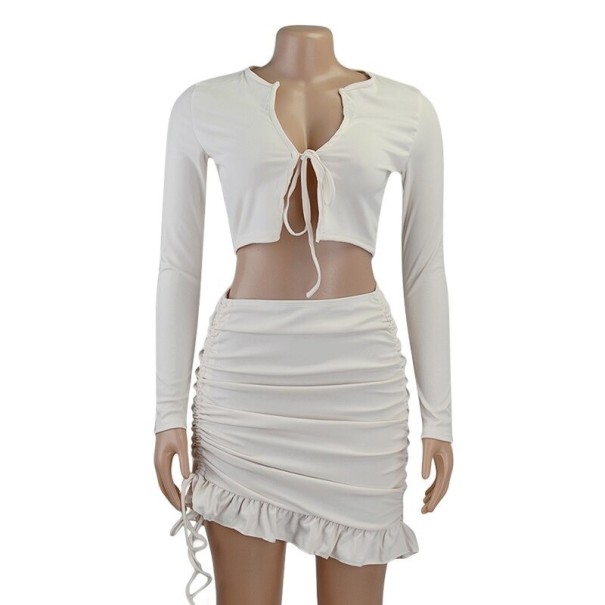 Crop-Top und Rock für Damen B888 weiß XS