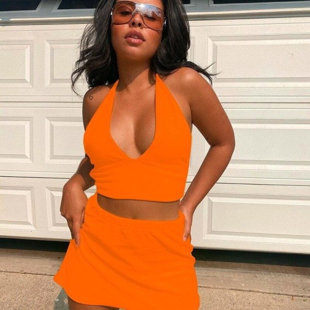 Crop-Top und Rock für Damen B993 orange M