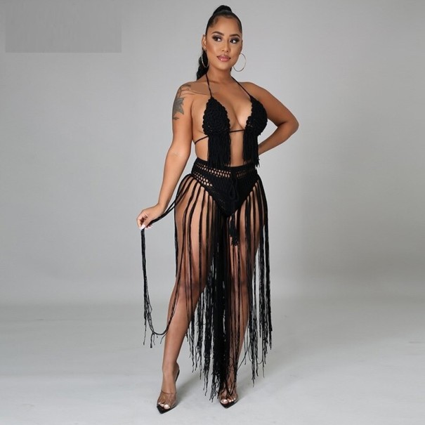 Crop-Top und Rock für Damen P812 schwarz S