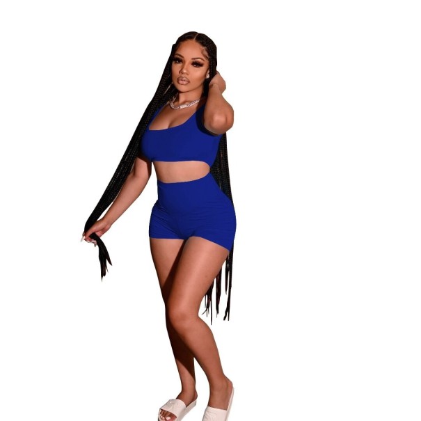 Crop-Top und Shorts für Damen B1126 blau M