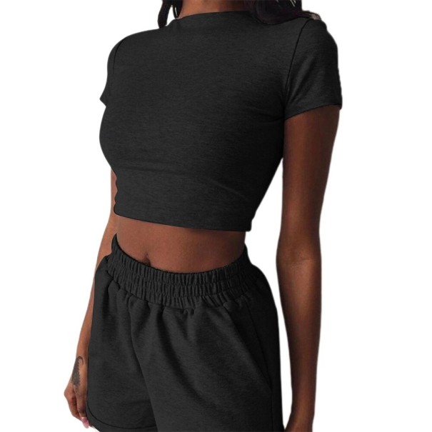 Crop-Top und Shorts für Damen B906 schwarz XS