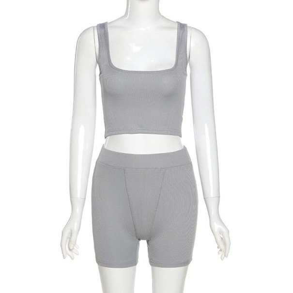 Crop-Top und Shorts für Damen B957 grau M