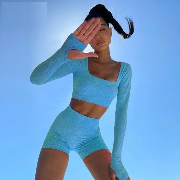 Crop-Top und Shorts für Damen B987 hellblau S