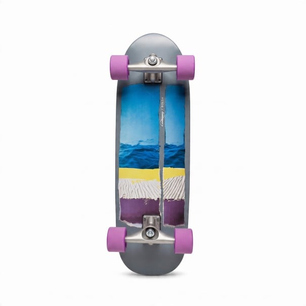 Cruiser skateboard S kicktailem a kolieskami 70 mm Dĺžka 78,7 cm Strieborné trucky Šedomodrý s fialovými kolami Na mesto a chodníky 1