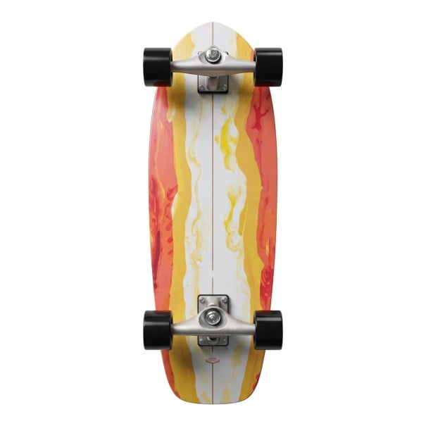 Cruiser skateboard S met oranje-geel decor Lengte 76,8 cm Zilveren trucks Witte met zwarte wielen Voor rijden in de stad en op fietspaden 1