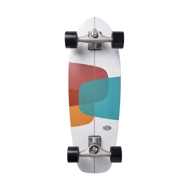 Cruiser skateboard színes blokkokkal Hossza 81,3 cm Ezüst truckok Fehér fekete kerekekkel Városi és kerékpárutakon való használatra 1