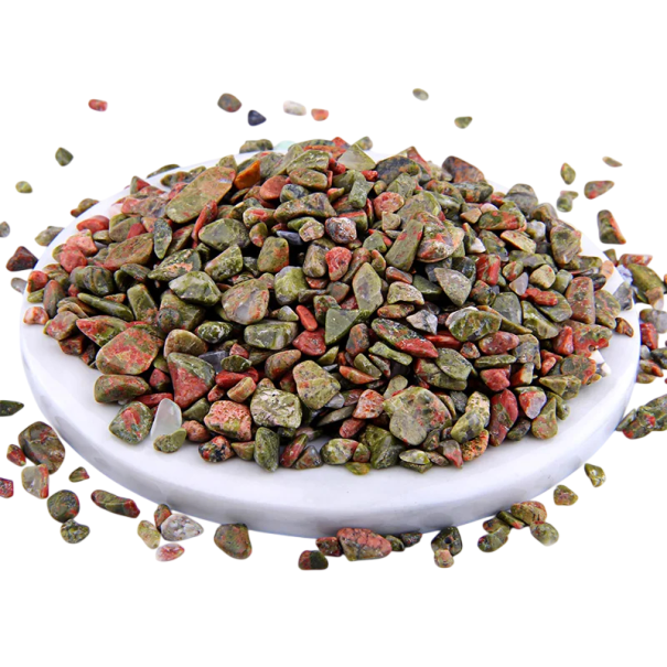 Crushed Unakite Stones 3–5 mm 50 g Natural Quartz Material Green-Red Decoration for Arranging, Crafting and Collecting 1