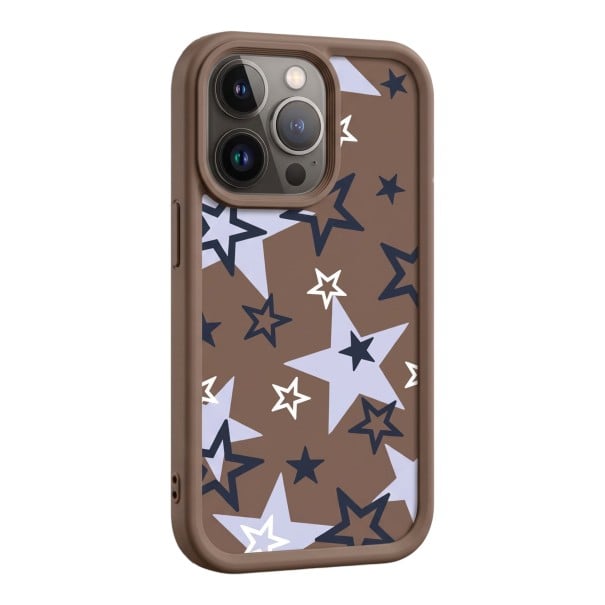 Csillagos hátlap Samsung Galaxy A17 5G-hez Szilikonos és tartós Képernyő fölé emelkedő szélek Nagy és kis csillagok Kameravédelem Mindennapi barna