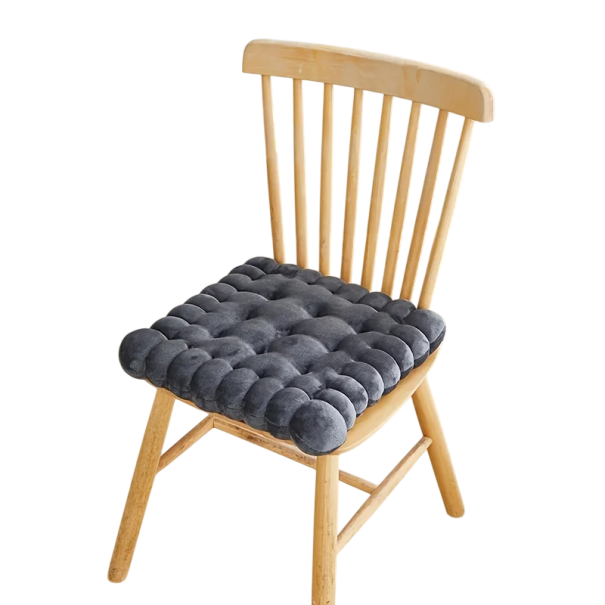 Čtvercový měkký sedací polštář 38 × 38 × 6 cm 3D strukturovaný podsedák na židli, stoličku i podlahu pro pohodlné sezení černá