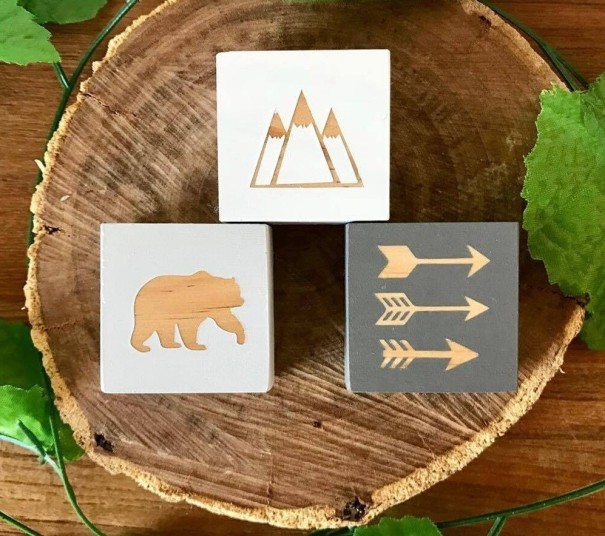 Cub decorativ din lemn 3 buc 2