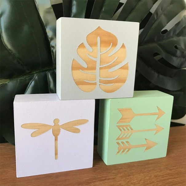 Cube décoratif en bois 3 pcs 3