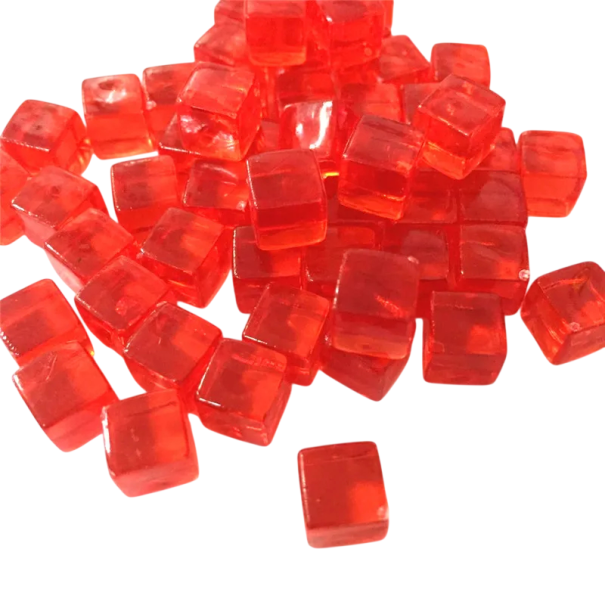 Cubes décoratifs 50 pcs 8 × 8 × 8 mm Cubes acryliques transparents de différentes couleurs Jeu de puzzle logique décoration rouge