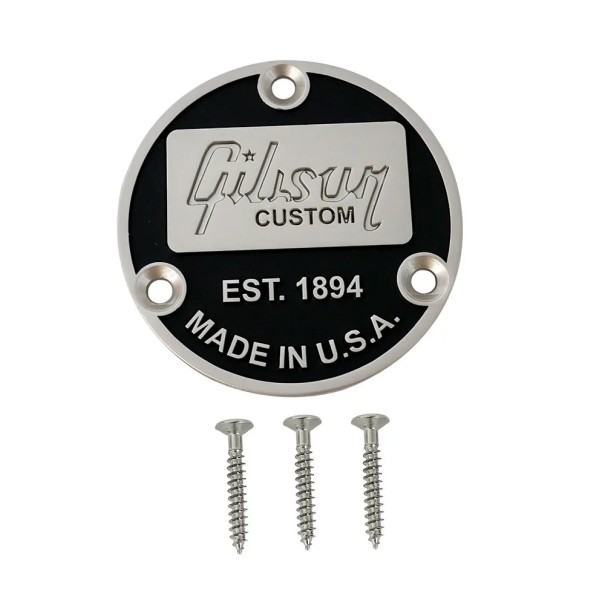 Cubierta decorativa trasera de metal para interruptor con la inscripción EST.1894 MADE IN U.S.A. para guitarra eléctrica Gibson negro