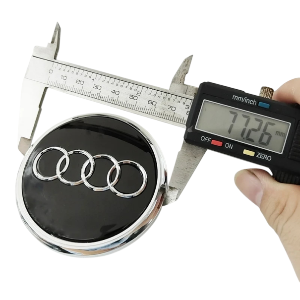 Cubiertas de centros de ruedas para Audi 77 mm Juego de 4 unidades Varias colores Tapas de plástico para llantas Tapas de centros de alta negro