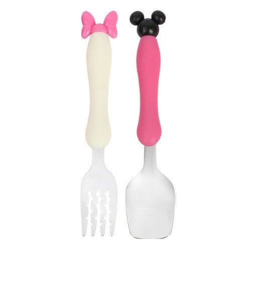 Cubiertos de colores para niños - 2 uds. rosa y blanco