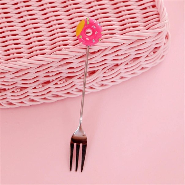 Cubiertos de postre con donut rosa oscuro 1