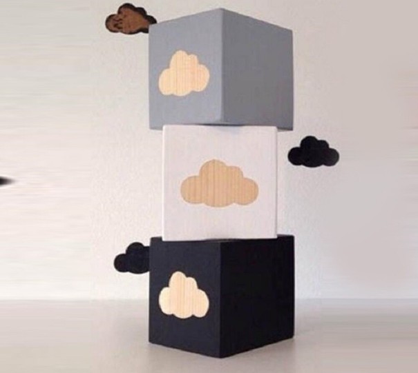 Cubo de madeira decorativo 3 unid 5