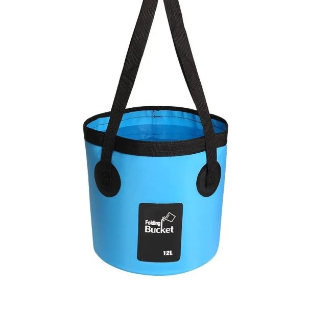 Cubo plegable de 12 l con asa aproximadamente 24,9 × 23,9 cm cubo ligero y portátil para camping, pesca, senderismo y uso al aire libre azul