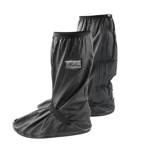 Cubrezapatos negros de alta impermeabilidad Suela antideslizante Correa elástica Cierre con corchetes Cubrezapatos flexible para motocicleta L