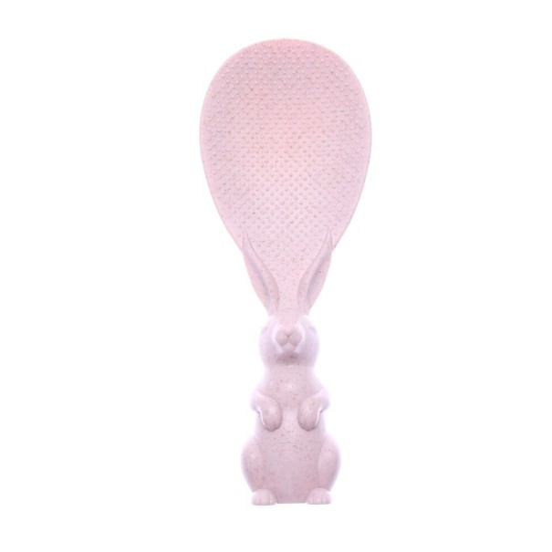 Cuchara de arroz con forma de conejo rosa claro