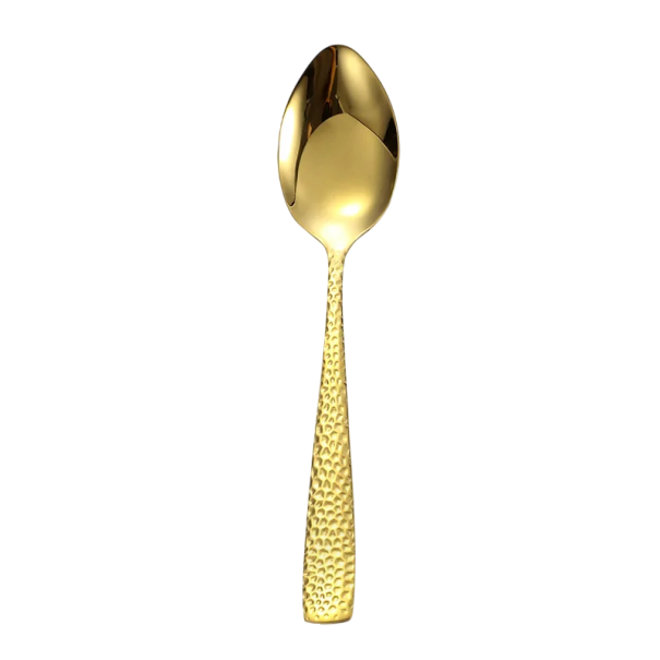 Cuchara de mesa de acero inoxidable, cubiertos de mesa retro de lujo con mango cuadrado, cuchara elegante para una mesa moderna, utensilios de cocina dorado