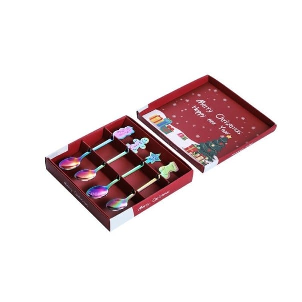 Cucharas navideñas en caja de regalo 4 uds. multicolor