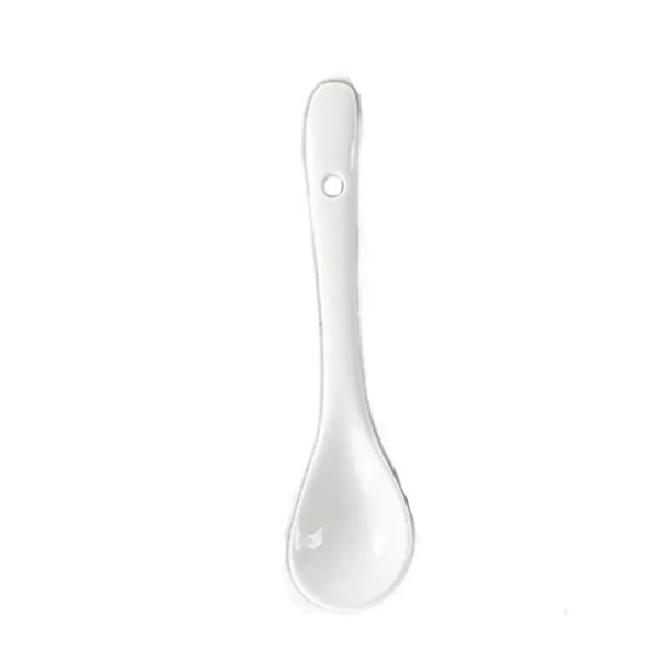 Cucharita de cerámica 11 cm Mango largo Mini cuchara mezcladora para té café miel especias Blanca cuchara de servir utensilios de cocina 1