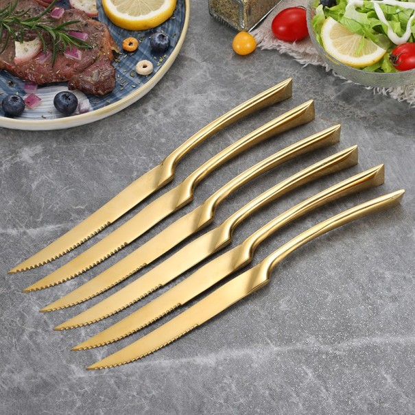 Cuchillo de acero inoxidable para cubiertos, 6 piezas dorado