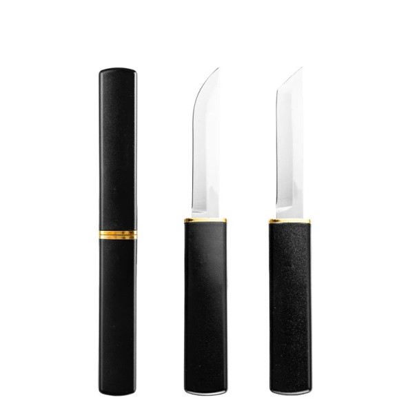 Cuchillo de camping 2 en 1 de acero inoxidable de 19,5 cm, plegable y multifuncional para exteriores, ideal para senderismo. negro