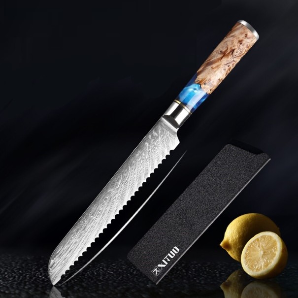 Cuchillo de pan de acero de Damasco 1